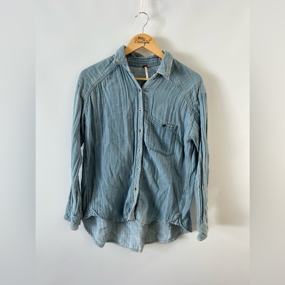 Free People Tops - Free People Distressed Soft Jean Shirt